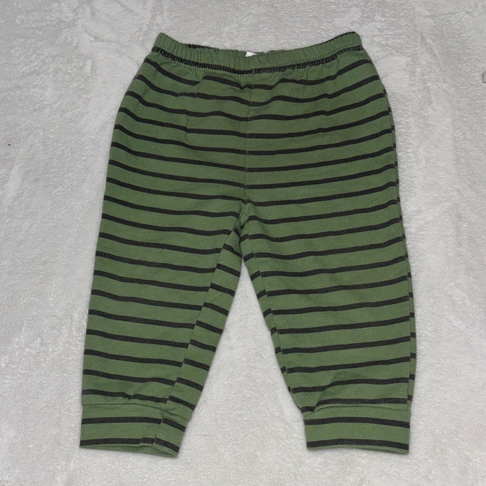 (3 for $10) baby mode Green Striped Kids Bottoms